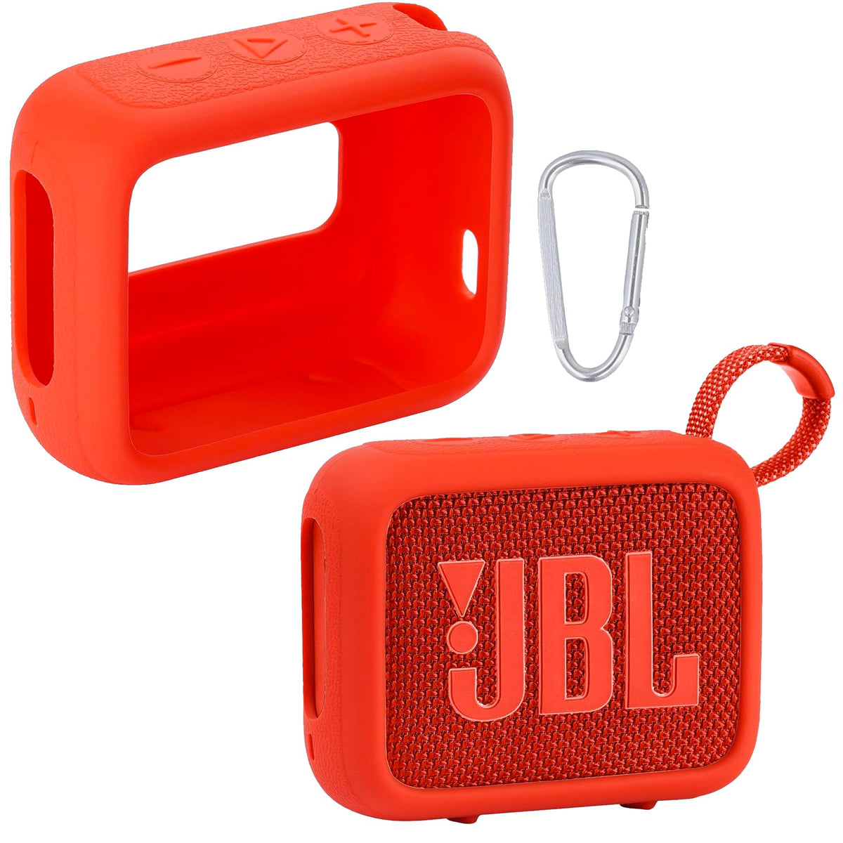 co2CREA JBL Go 4 red silicone case front view, snug fit protecting ports