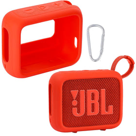co2CREA JBL Go 4 red silicone case front view, snug fit protecting ports