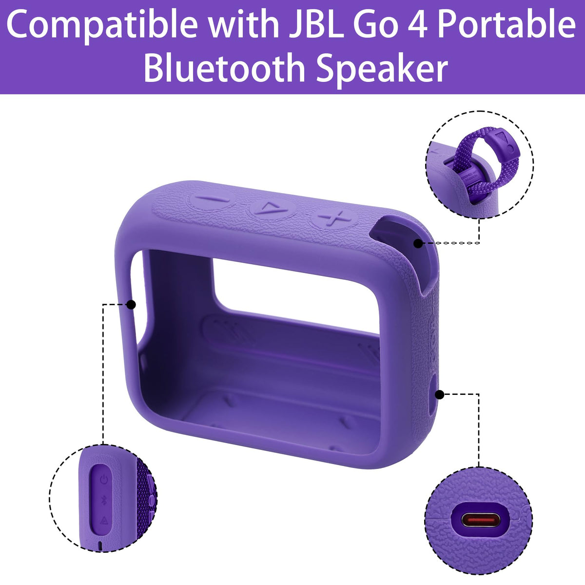 co2CREA JBL Go 4 silicone case features a silver buckle