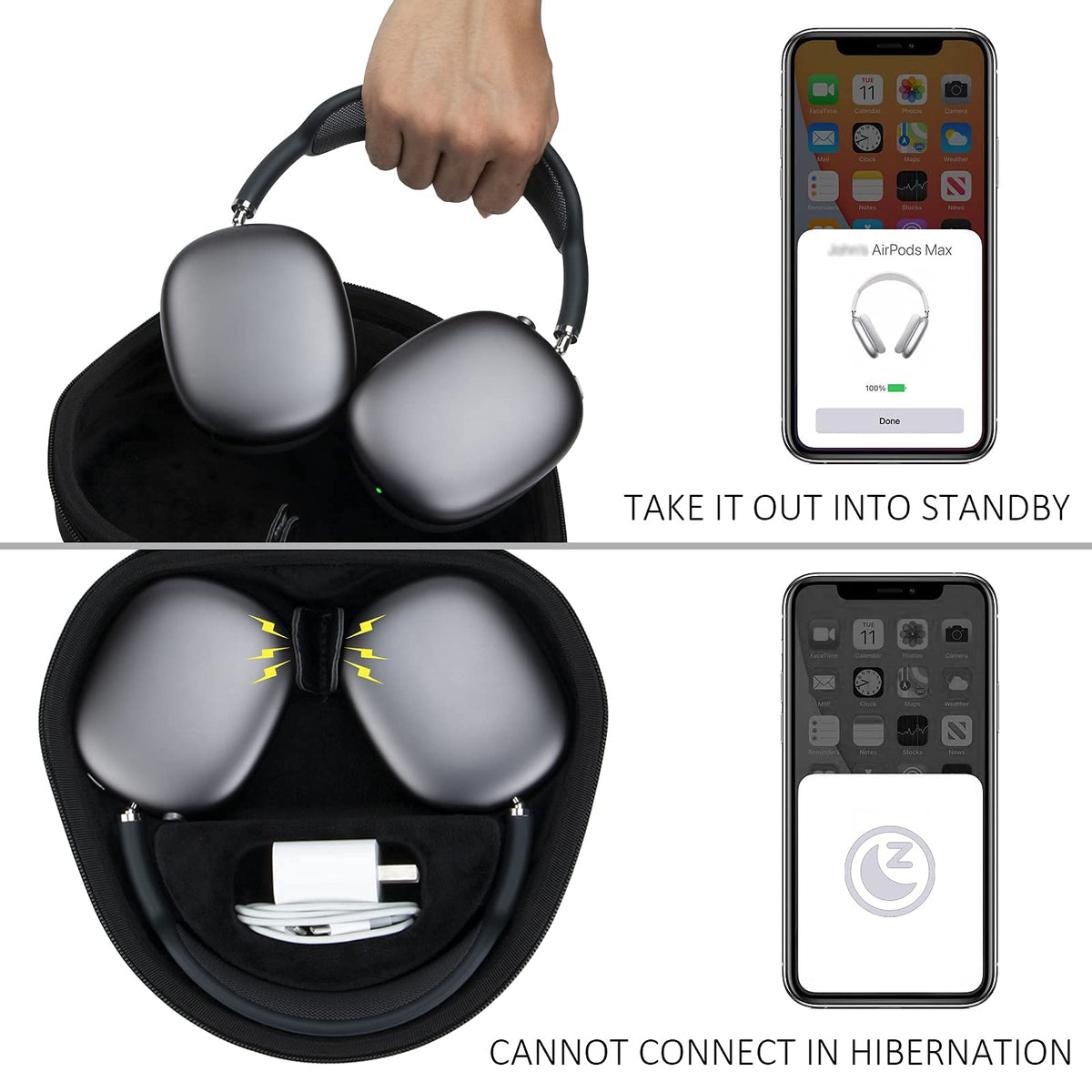 co2CREA case open soft lining protecting earcups and headband