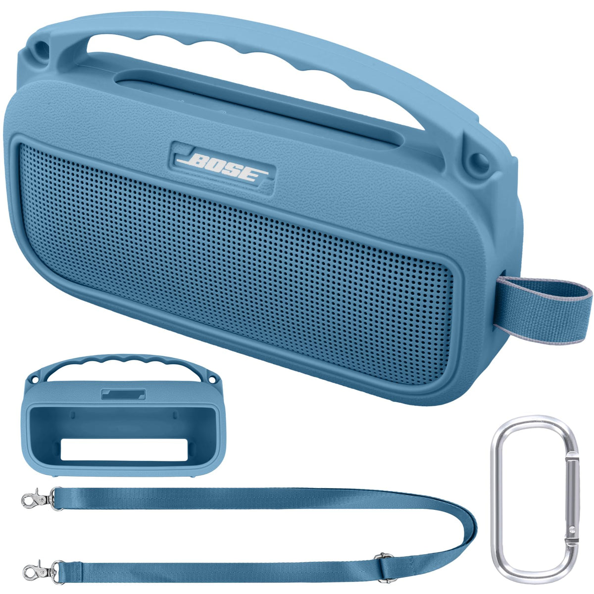 co2CREA soft silicone case for Bose SoundLink Flex Gen 2, blue, front view protects.