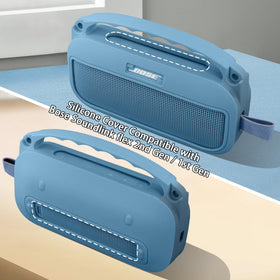 co2CREA blue silicone case with crossbody strap for Bose SoundLink Flex Gen 2.