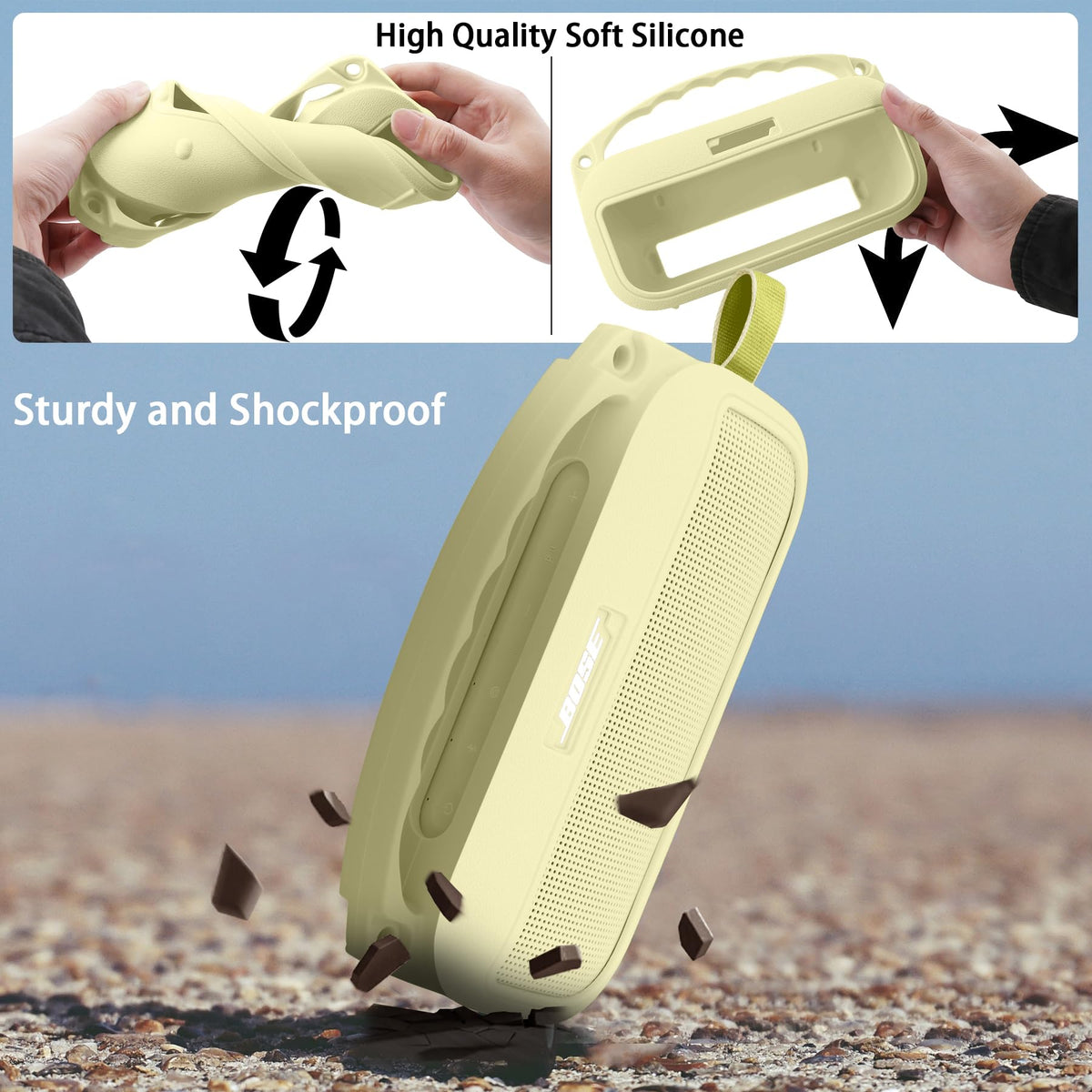 co2CREA Citrus Yellow case featuring a carabiner for attachment to gear