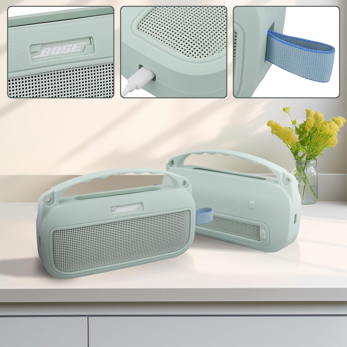 co2CREA SoundLink Flex mint case with charger cutout allows charging without removal.