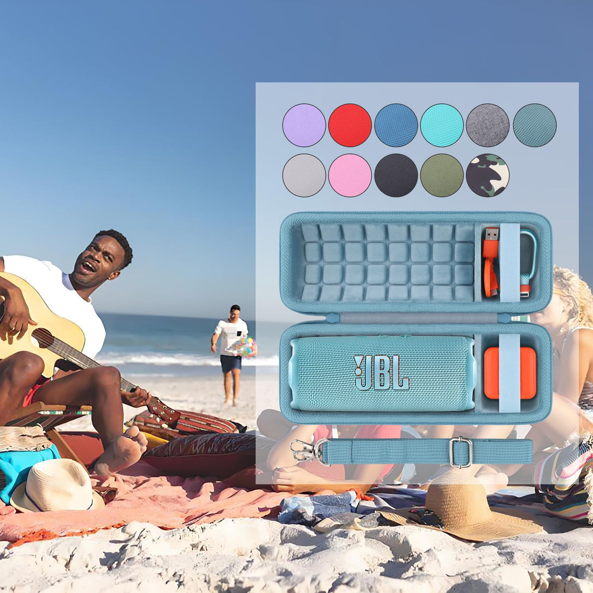 co2CREA teal case compatible with JBL Flip 5 6 and 7 securely