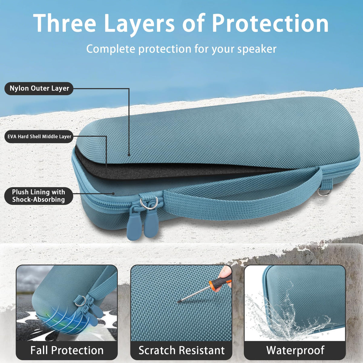 co2CREA teal case detachable shoulder strap for hands-free travel