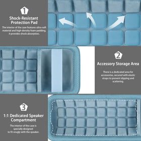 co2CREA teal case with two accessory compartments for chargers and cables