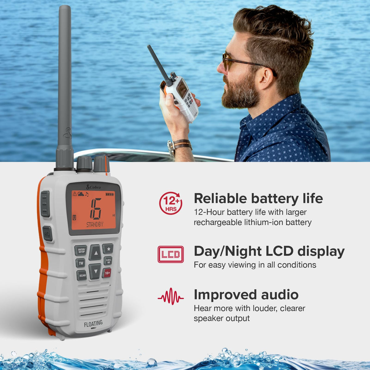 COBRA BlueBound 350 6W VHF power option for flexible range