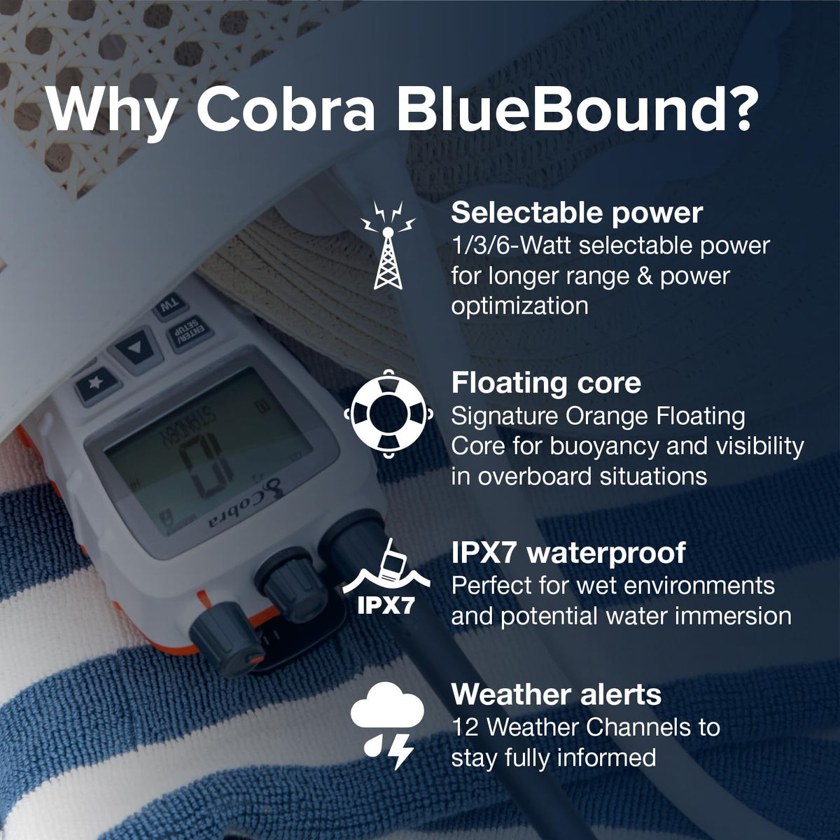 COBRA BlueBound 350 LCD display for easy viewing in any light
