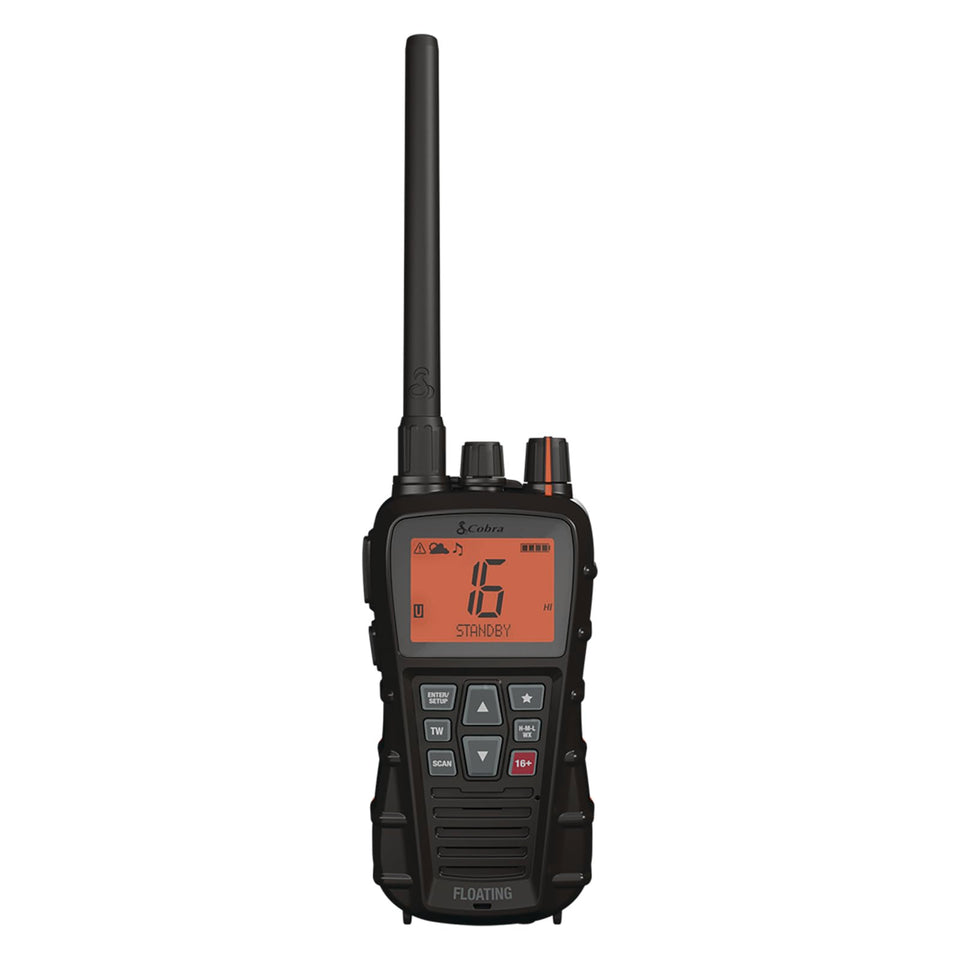 COBRA BlueBound 350 radio with floating core for buoyant, easy retrieval after a drop at sea.