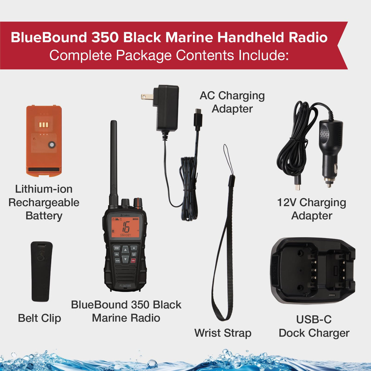 COBRA BlueBound 350 charges via USB-C for quick, convenient power on board.