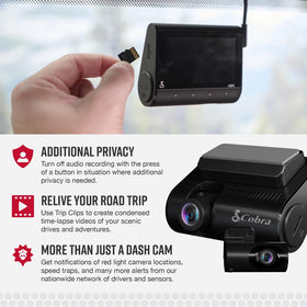 Cobra SC 250R parking live view enables remote security checks anytime.
