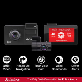 Cobra SC 200D rear camera records behind you for complete coverage