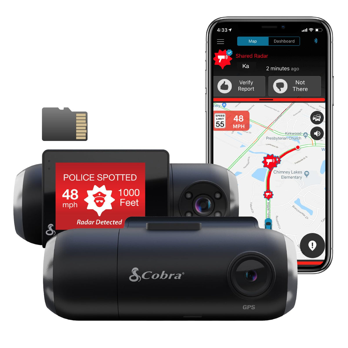 Cobra SC 201 front view captures highway activity for safer daytime driving