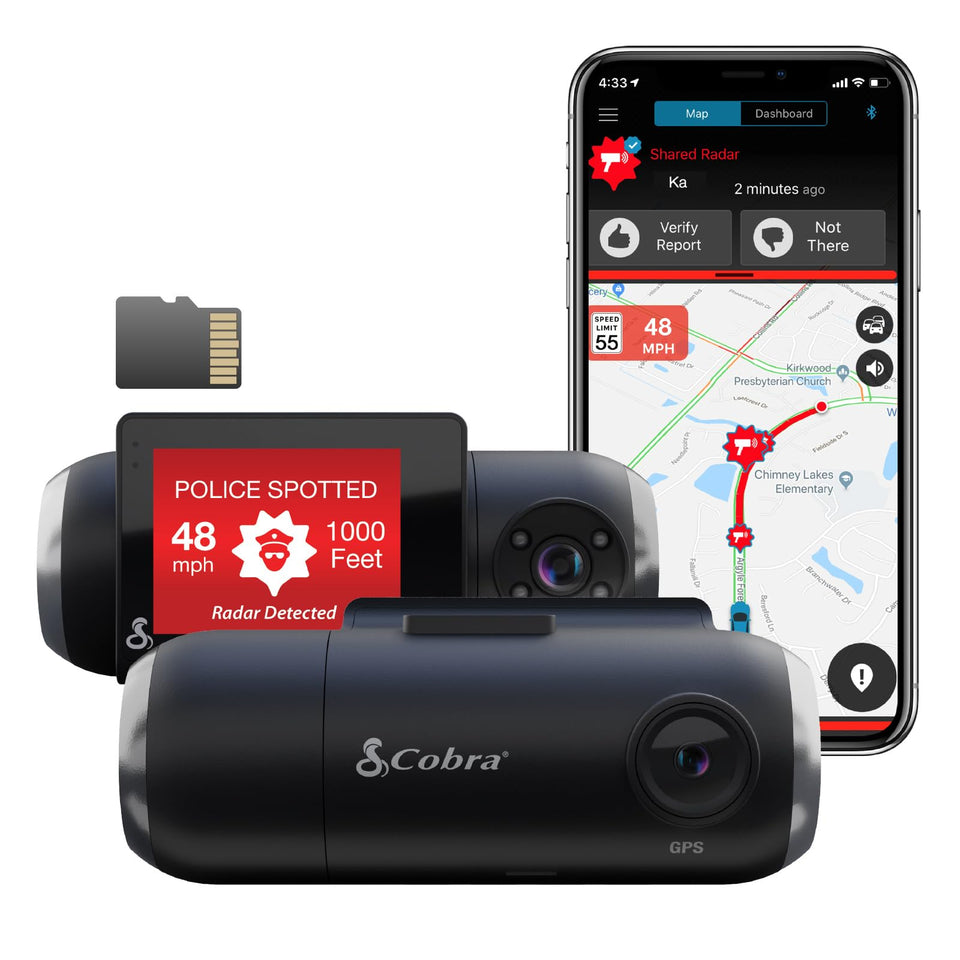 Cobra SC 201 front view captures highway activity for safer daytime driving