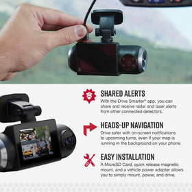Cobra SC 201 real-time alerts integrate with Drive Smarter app for safer routing