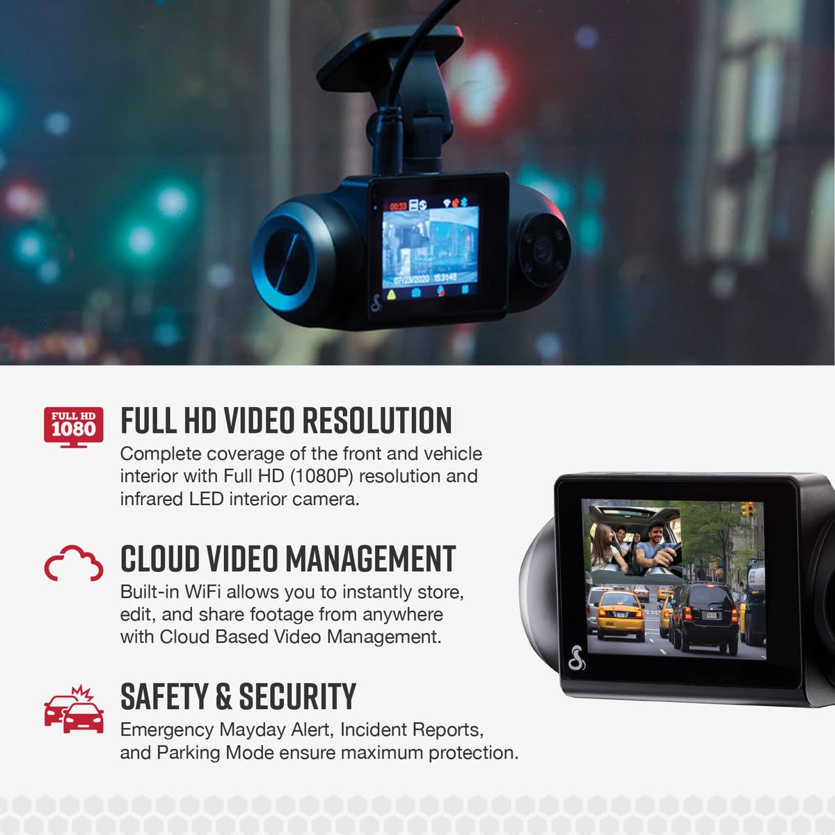 Cobra SC 201 night vision interior helps monitor passengers during low light