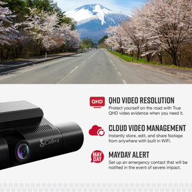 Cobra SC 220C front camera view provides real-time road footage.