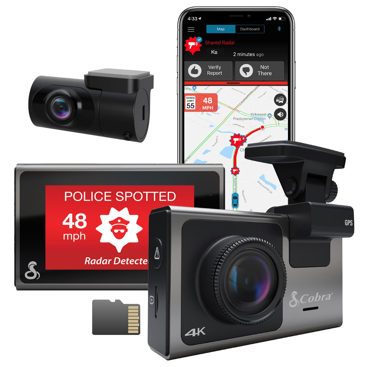 Cobra SC 400D front dash cam captures 4K details for safety.