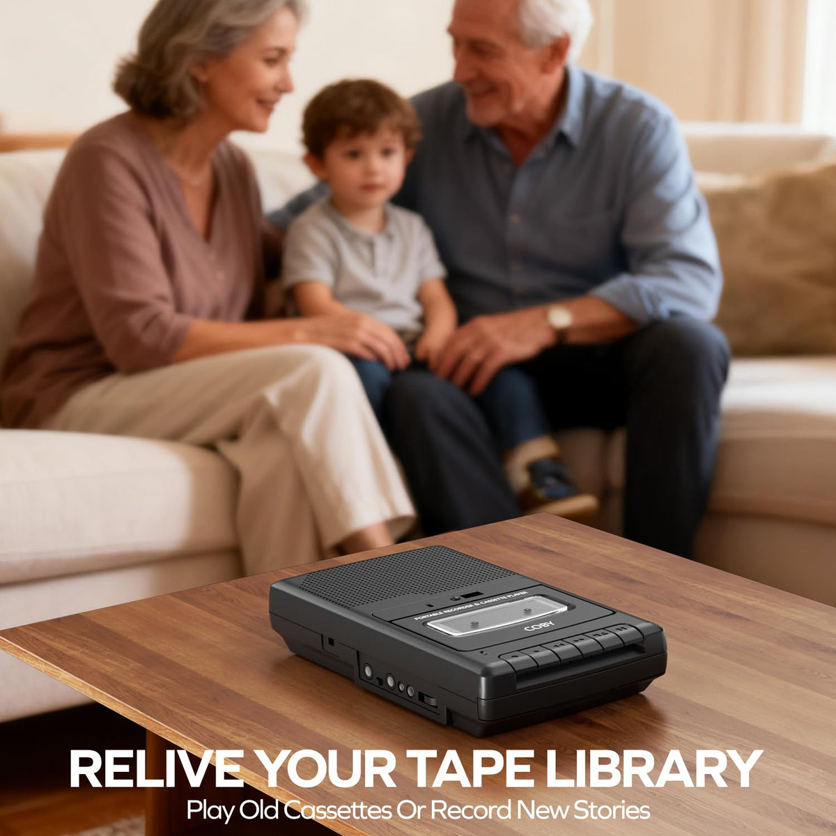 Coby battery compartment open illustrating use of 4 C batteries for portable power