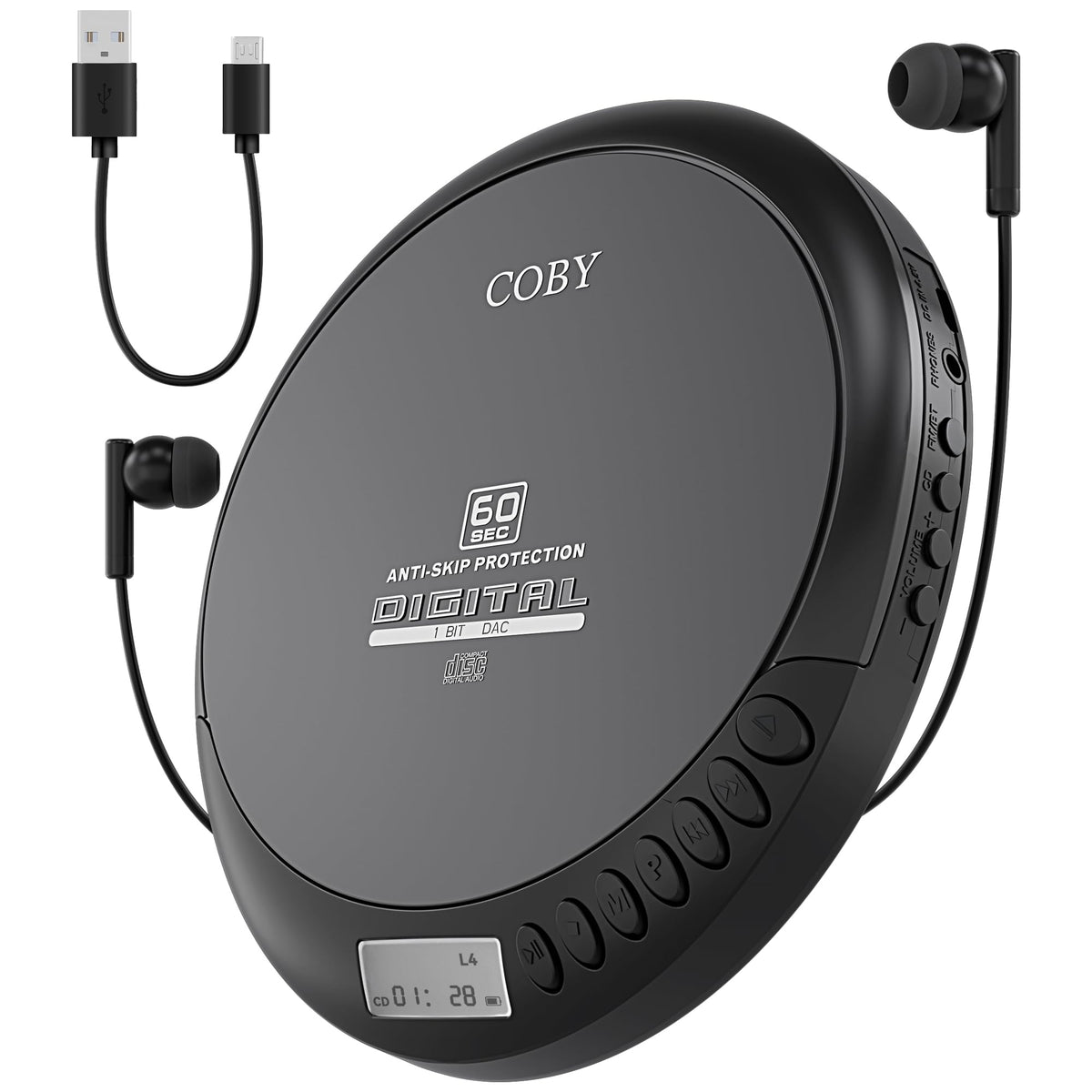 Coby front view closed lid showing compact design and portability