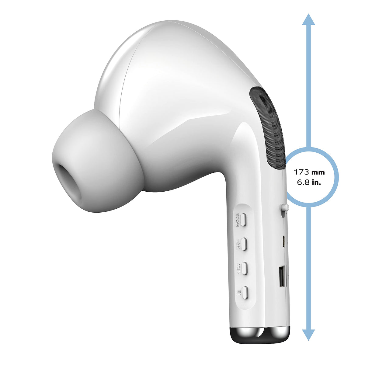 Coby speaker held in hand showing compact size and portability