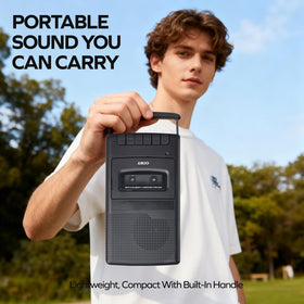 Coby placed on living room table with cassette inserted showing casual home listening