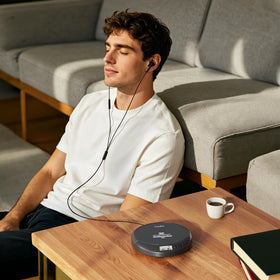 coby on bedside table illustrating home use and quick access
