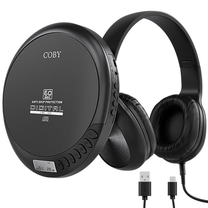 Coby portable CD player front view showing controls for easy operation