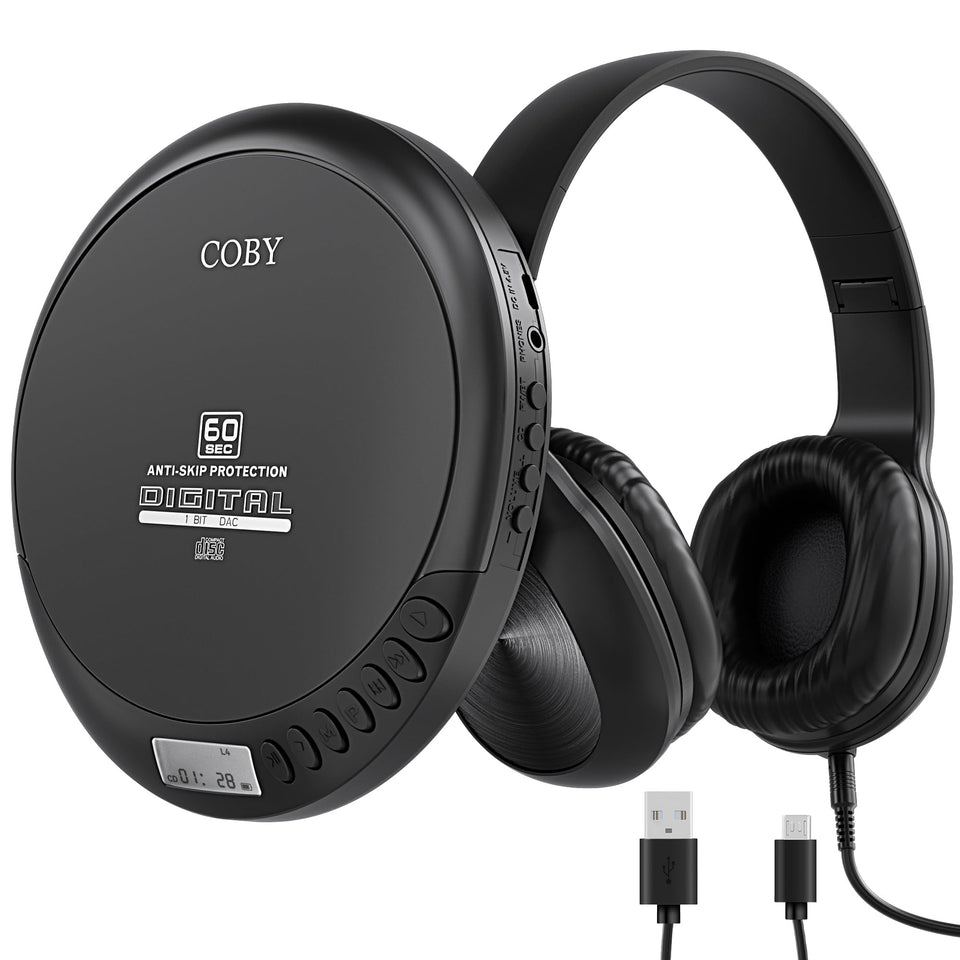 Coby portable CD player front view showing controls for easy operation