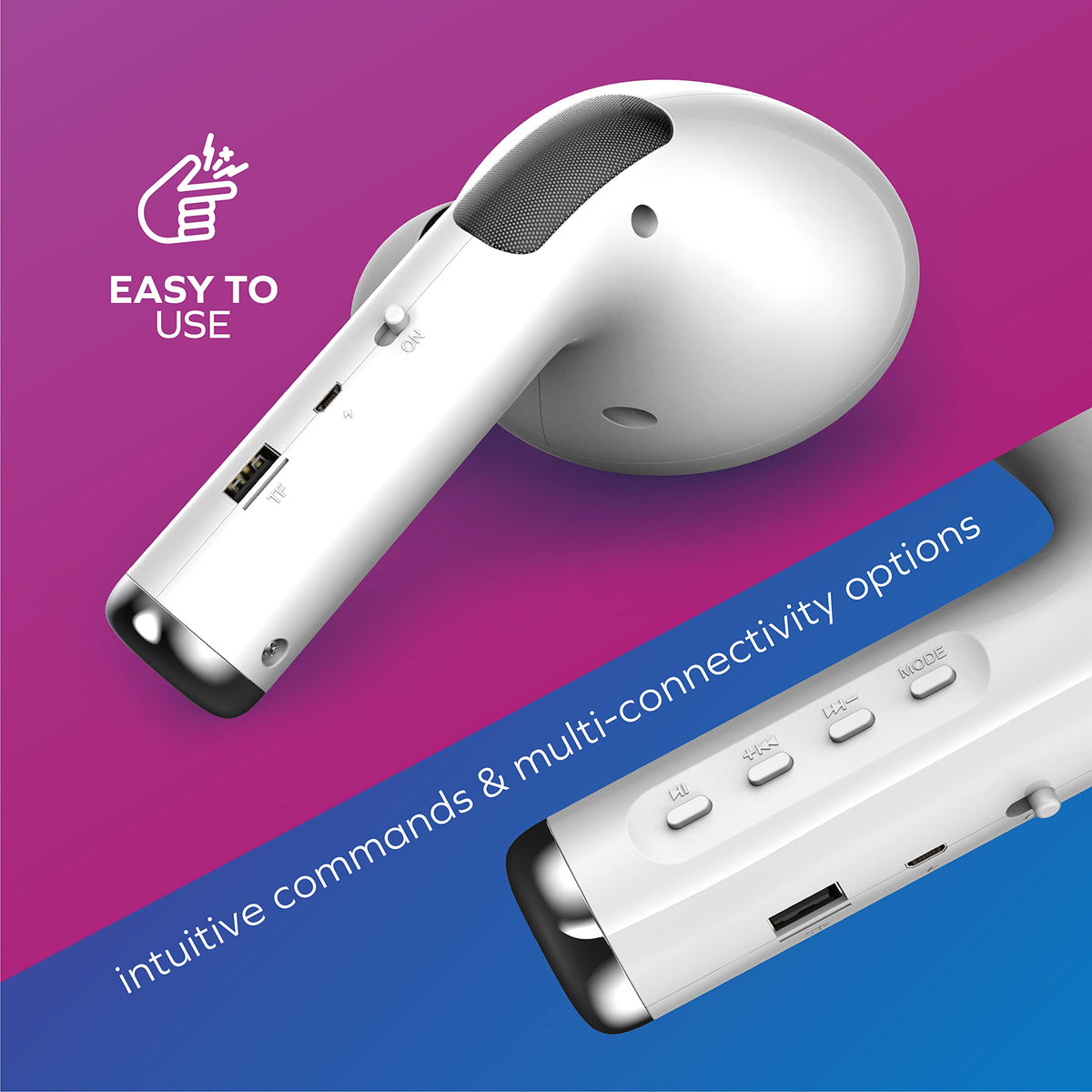 Coby speaker ports showing TF card and AUX for flexible playback