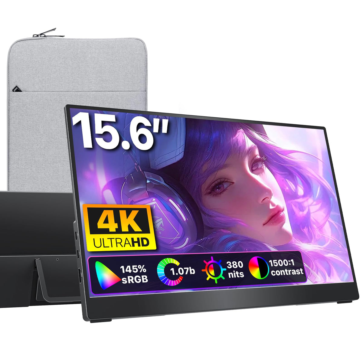 Cocopar 15.6-inch portable monitor for travel and work, 4K UHD clarity.