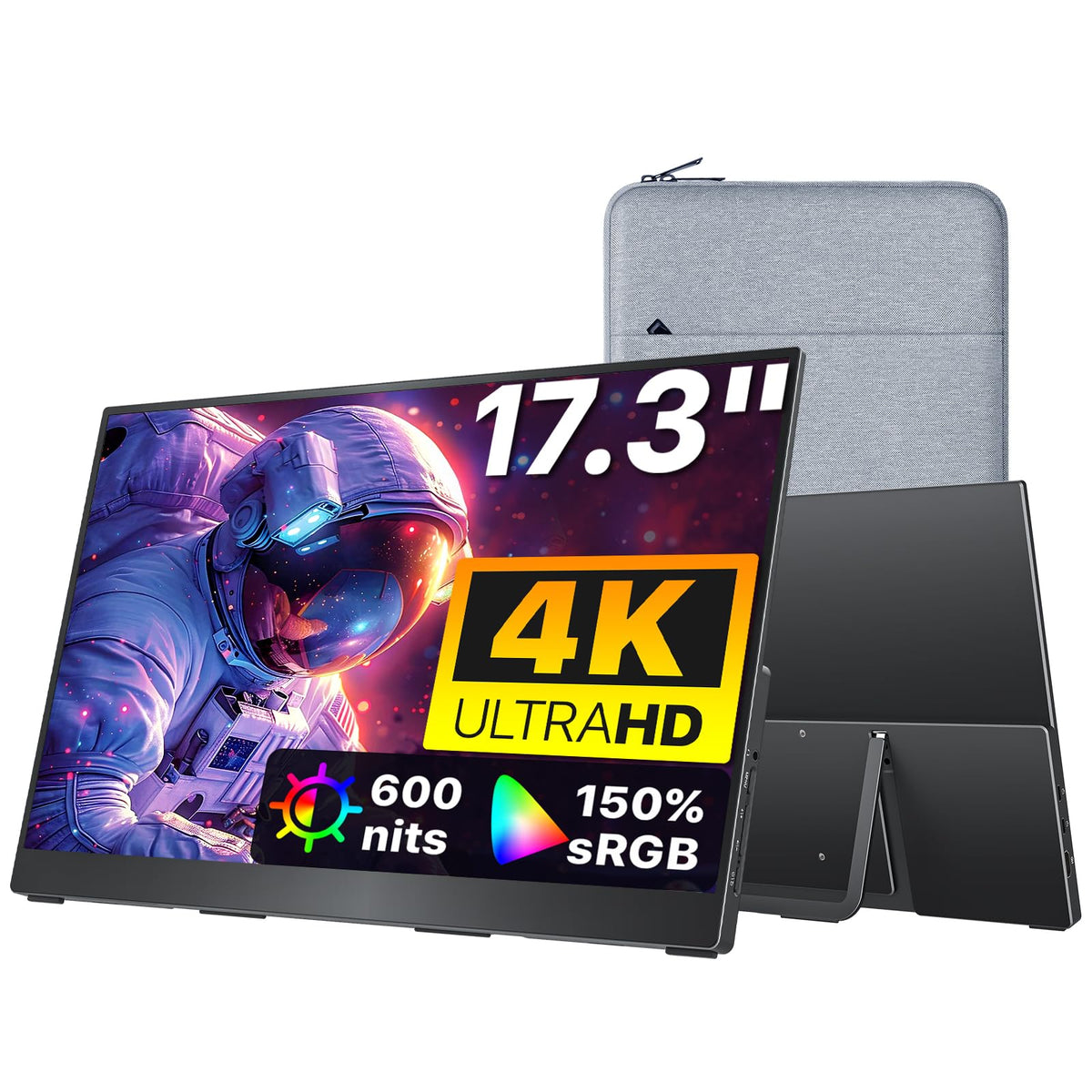 Cocopar 17.3in portable monitor with 4K UHD clarity for on-the-go work.