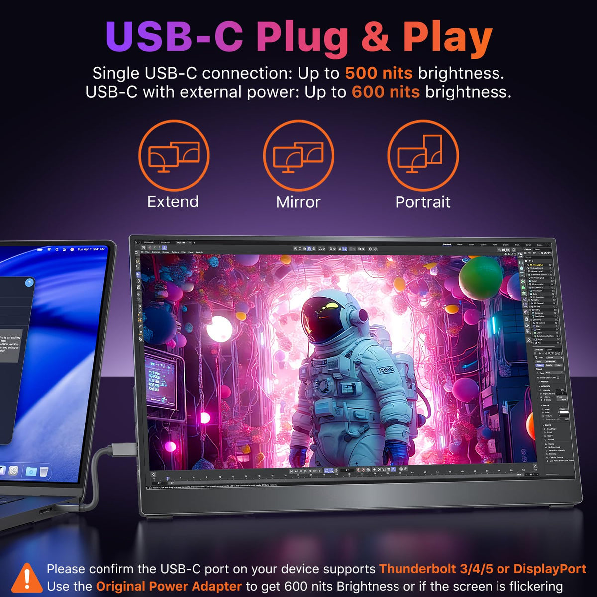 Cocopar 17.3in monitor delivers smooth visuals at 60Hz for travel use.