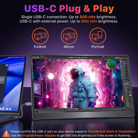 Cocopar 17.3in monitor delivers smooth visuals at 60Hz for travel use.