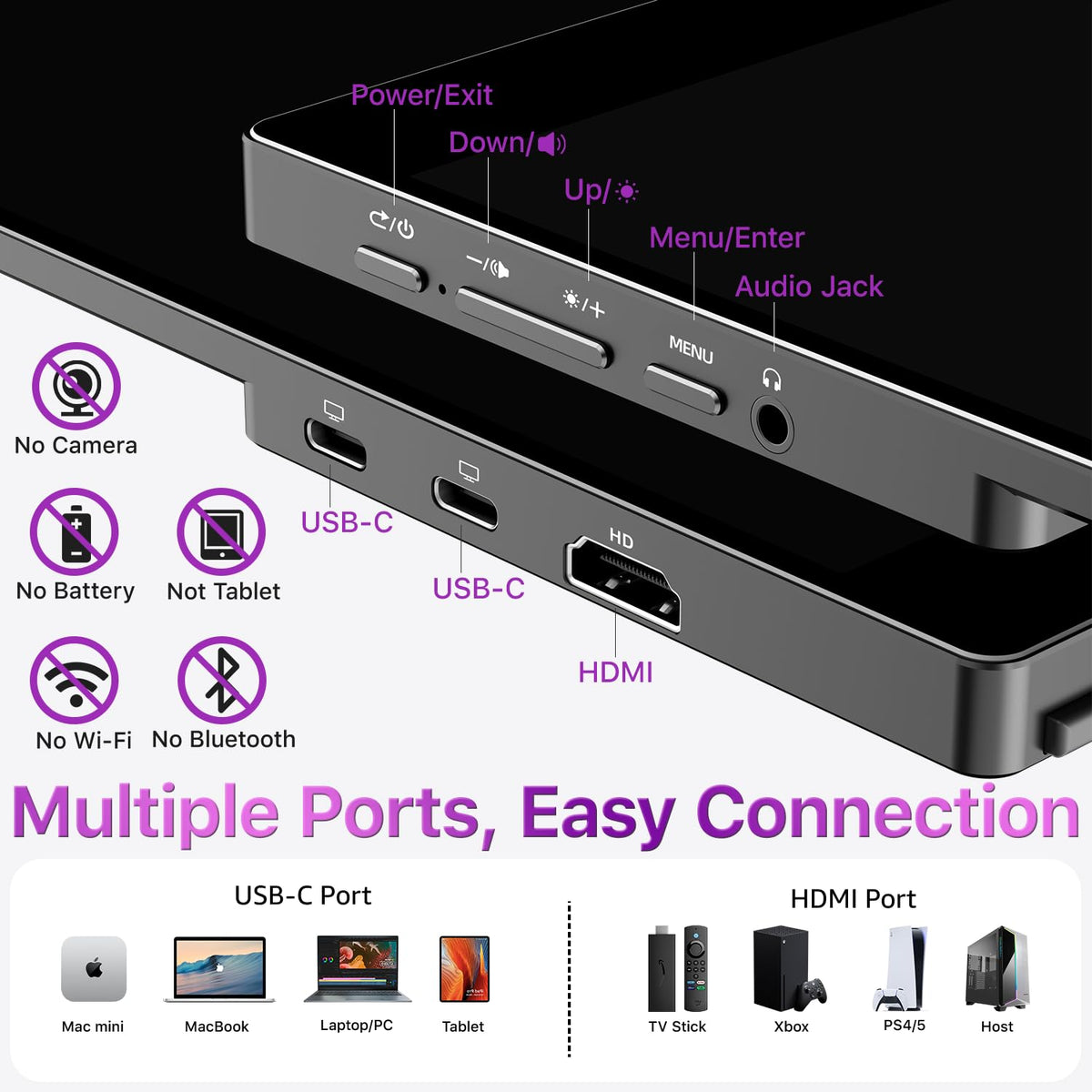 Cocopar metal frame with integrated kickstand provides stable support.