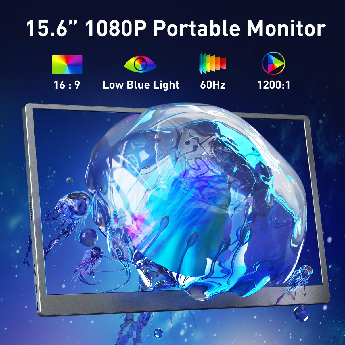 Cocopar 15.6-inch monitor side ports for easy device connections