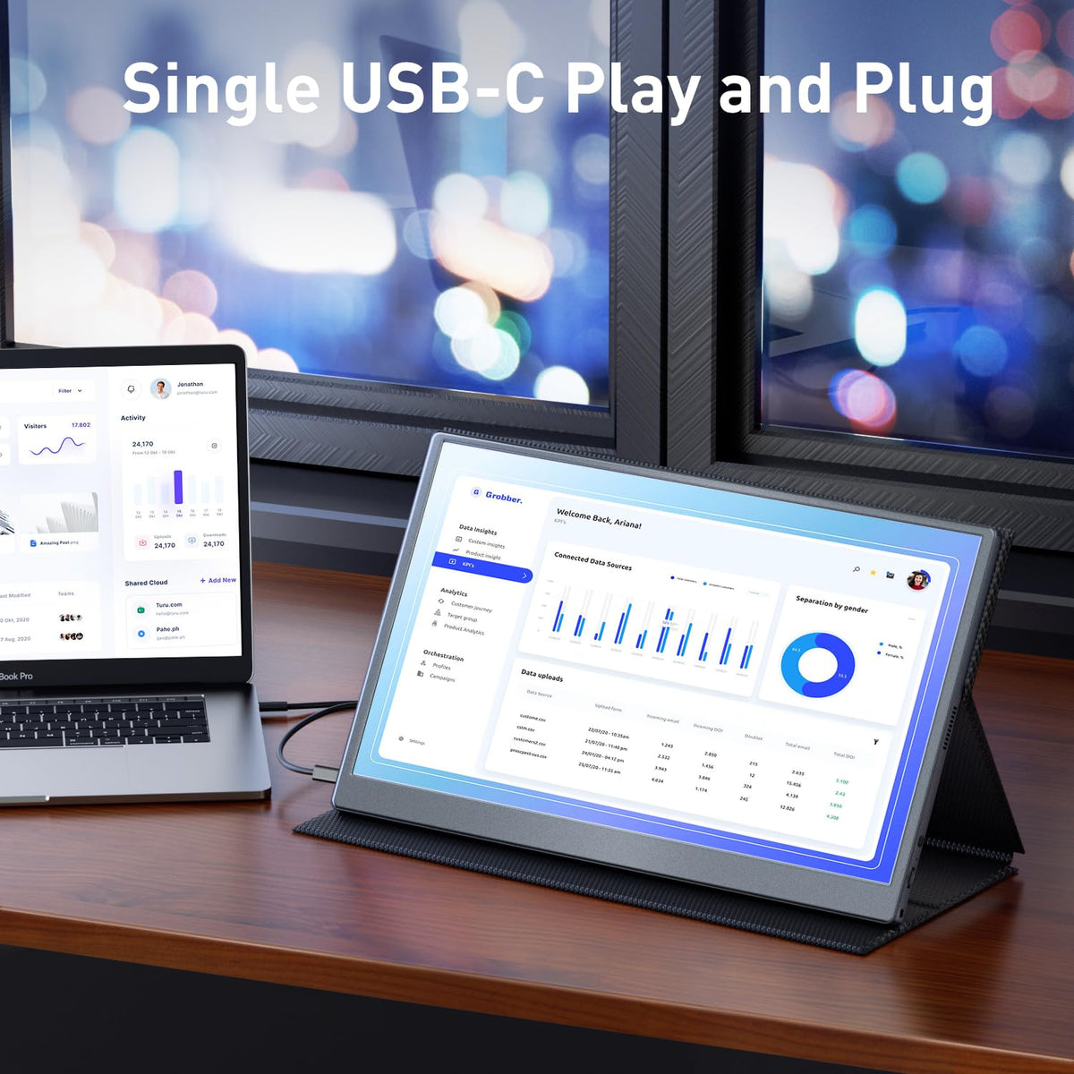 Cocopar 15.6-inch USB-C connection for simple plug-and-play setup