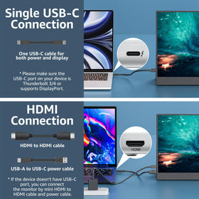 Cocopar portable monitor 15-6 USB-C connection enables single cable power and display.