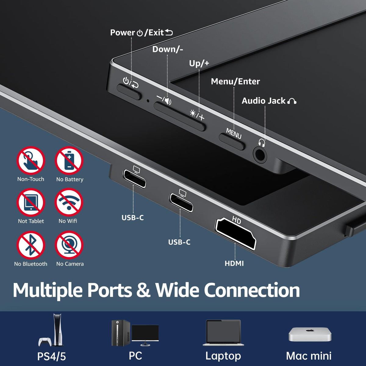 Cocopar portable monitor 15-6 VESA mount ready for stable orientation.