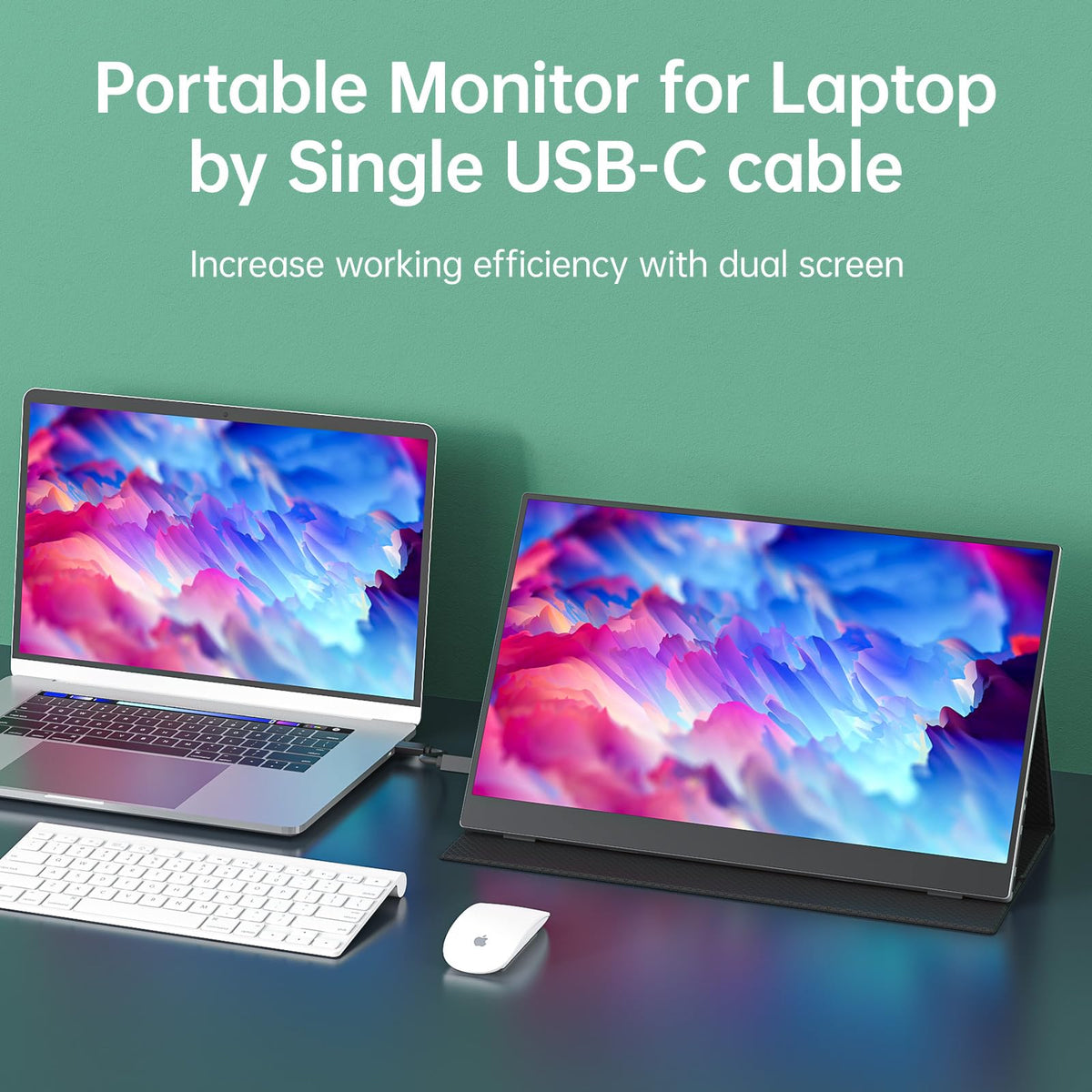 Cocopar portable monitor cover-stand demonstrates adjustable angles for comfortable viewing on the go.
