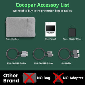 Cocopar monitor with kickstand unfolds onto any desk for quick setups.