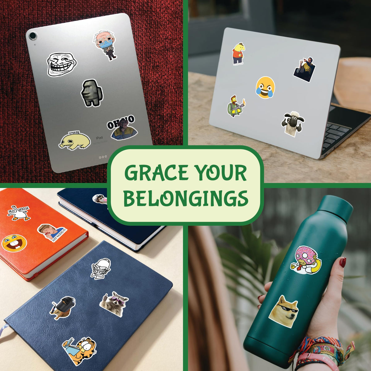 CodersParadise durable stickers on desk for easy rearrangement and display.