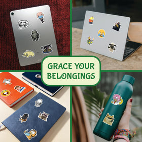 CodersParadise durable stickers on desk for easy rearrangement and display.