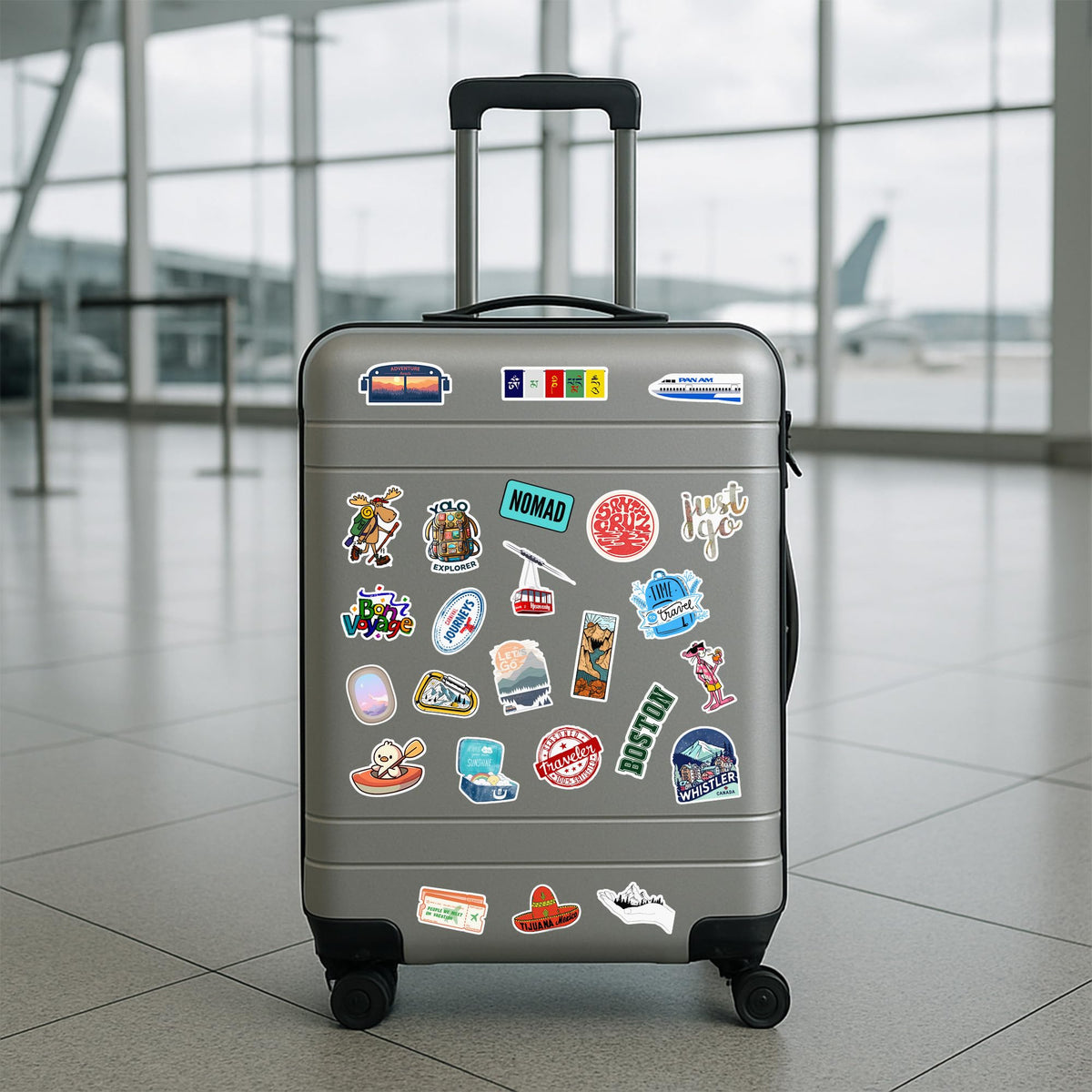 CodersParadise Travel quotes decals brighten bags and water bottles.