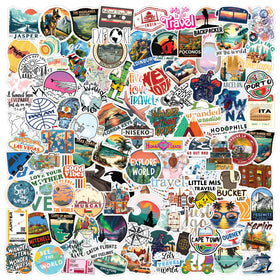 CodersParadise World Travel Stickers showcase iconic landmarks for luggage personalization.
