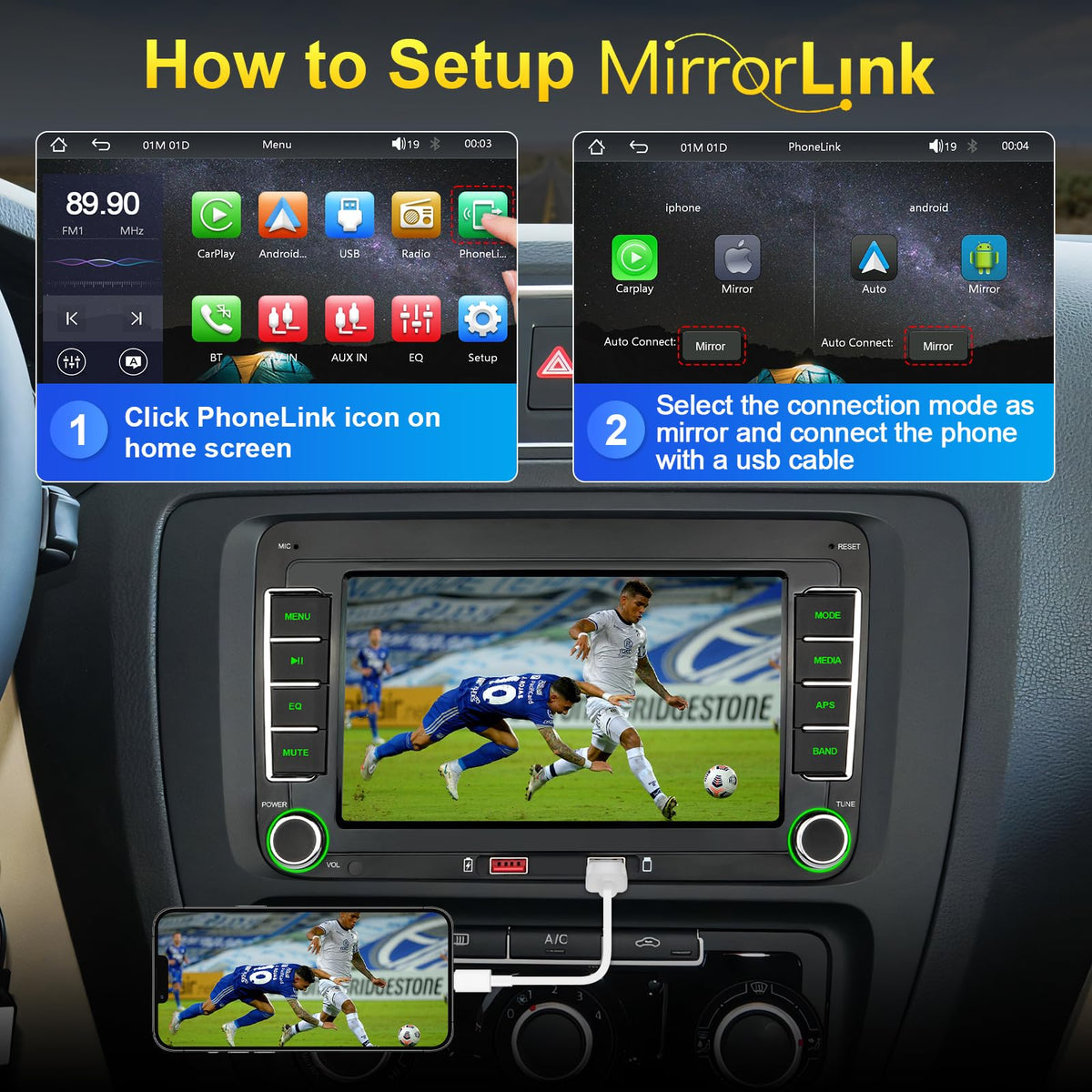 Cogamichi Linux OS display for versatile car entertainment.