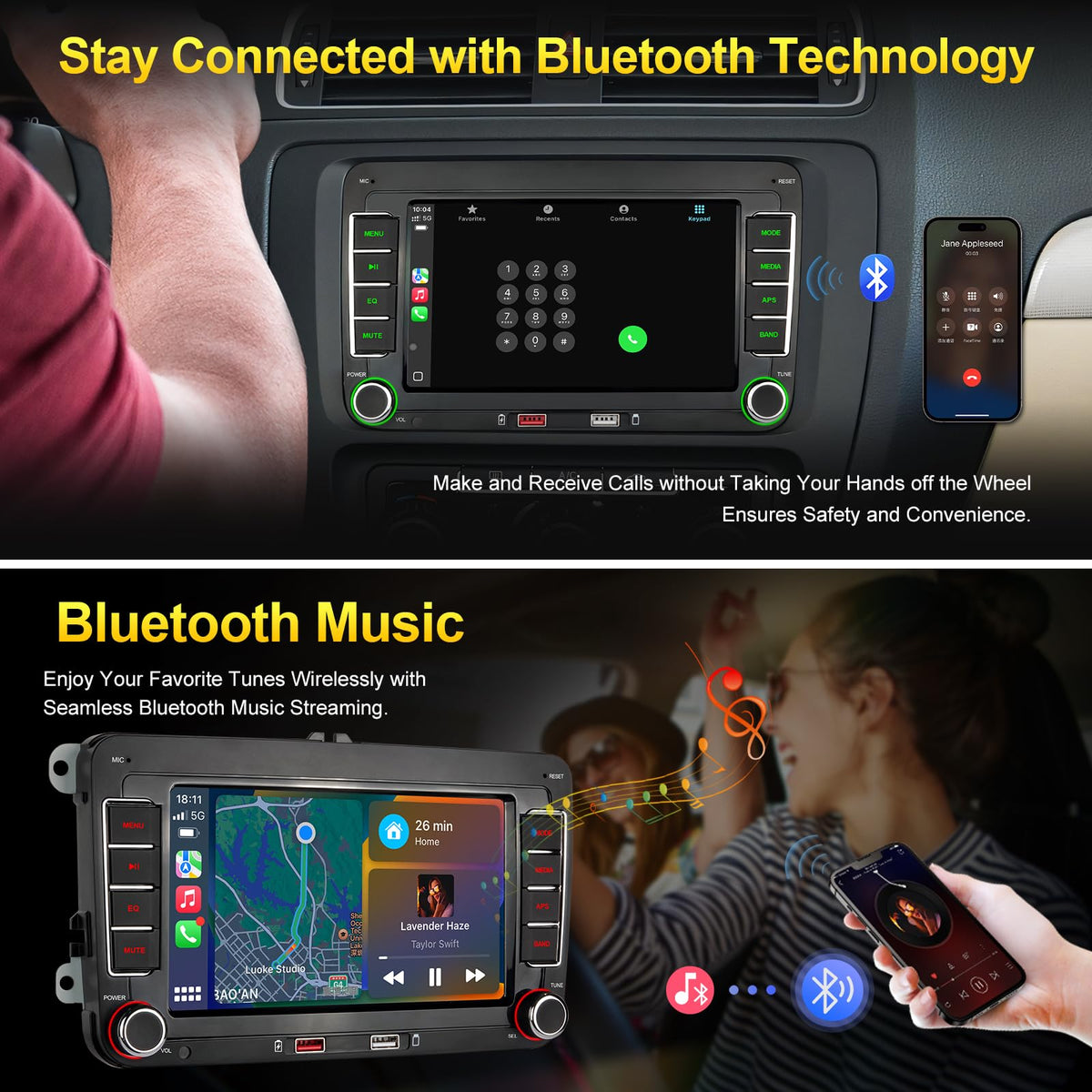 Cogamichi VW dash installation image showing plug-and-play setup.