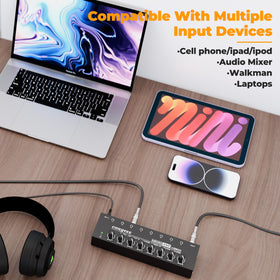 COKYISS nine 6.35mm-to-3.5mm adapters and 12V adapter arranged for versatile compatibility