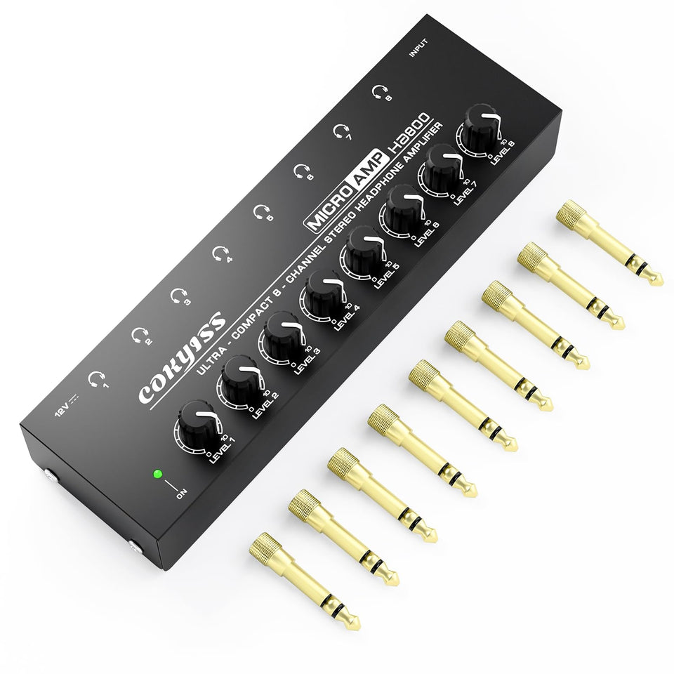COKYISS front panel with eight volume knobs and clear labels for precise level control